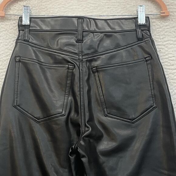 Abercrombie & Fitch Pants Womens 25 Black Vegan Leather Ankle Straight High Rise - Picture 5 of 10
